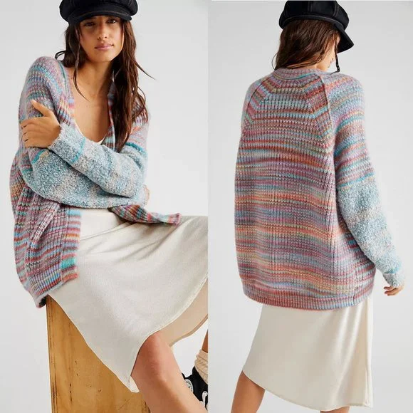 Free People Sedona Cardi in Blue Rainbow Combo Sz S - Picture 1 of 10
